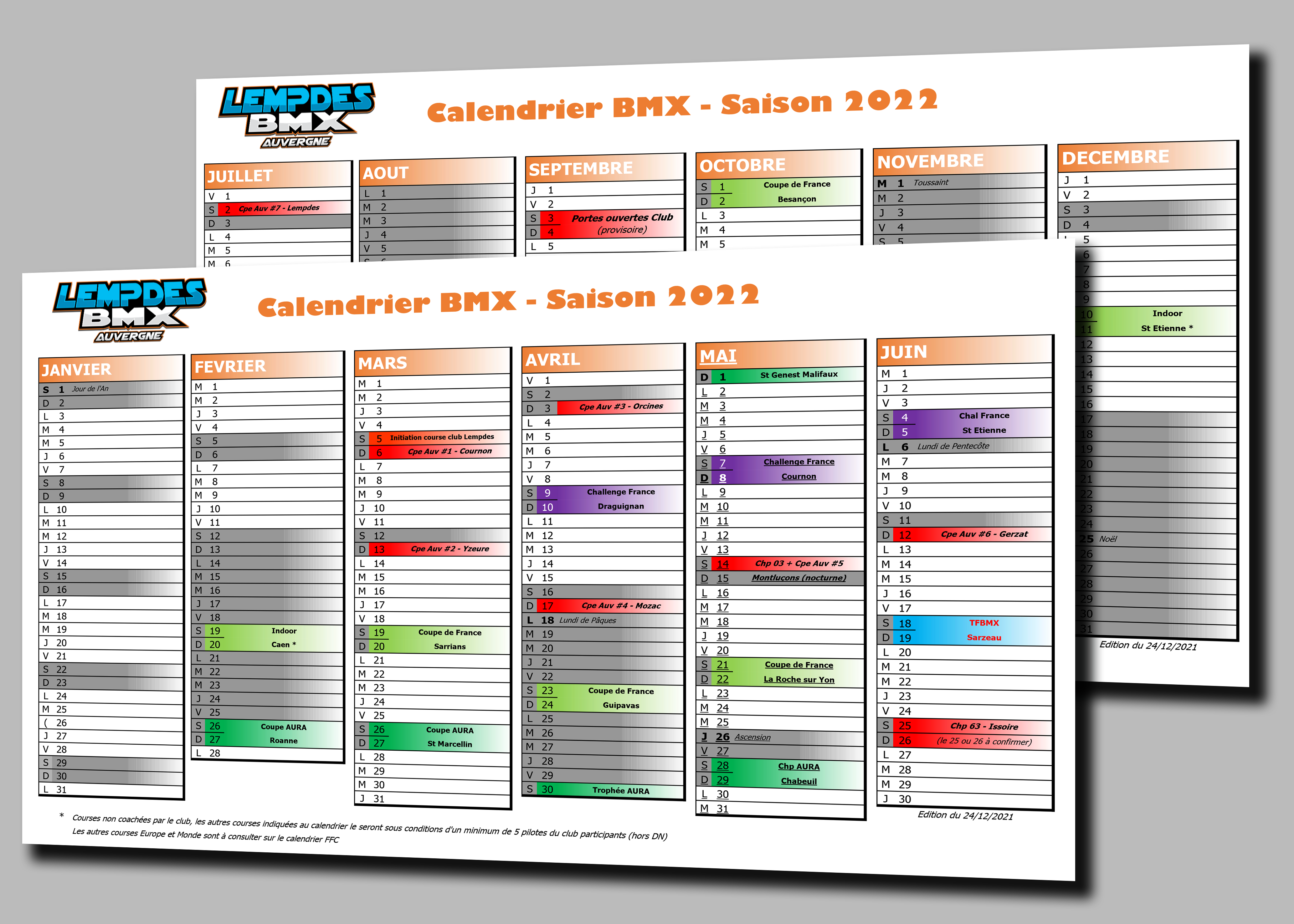 2021 12 calendrier bmx 2022